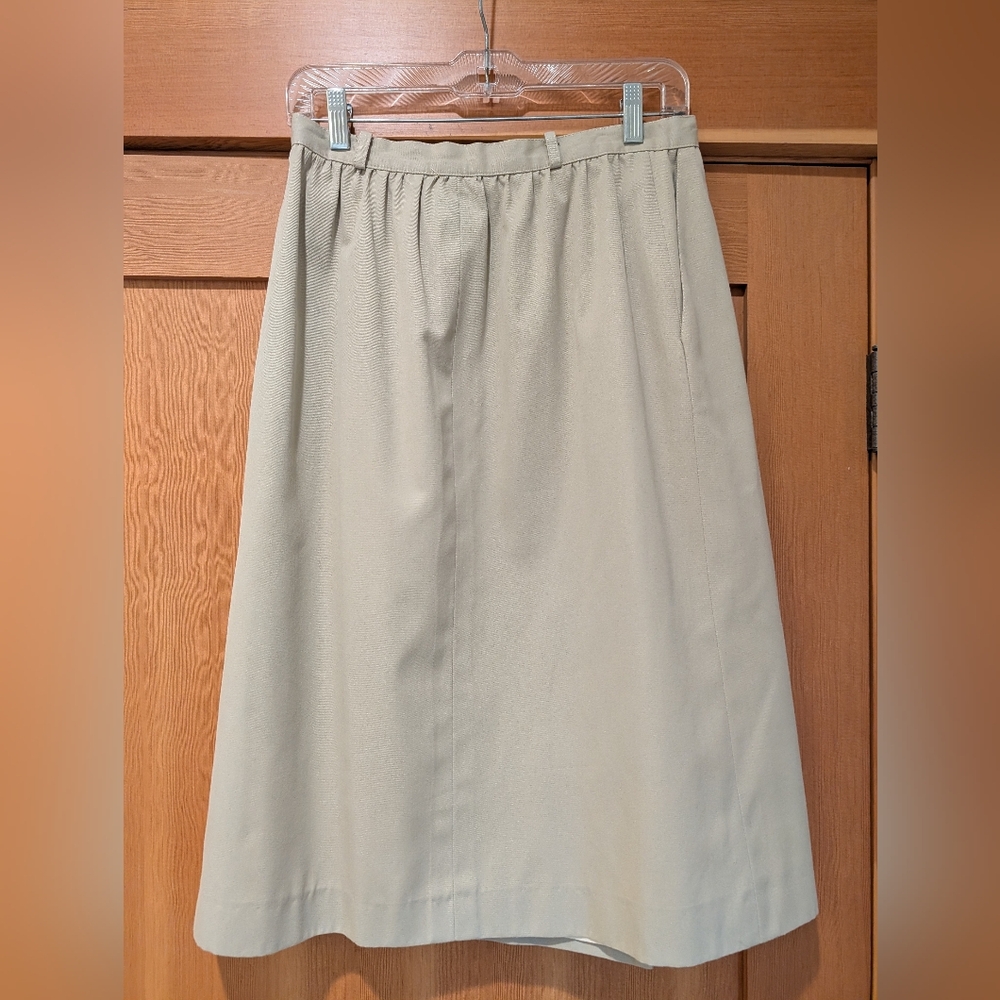 Elizabeth Arden Made In France Vintage Cotton Wrap Skirt Khaki Midi Size Medium